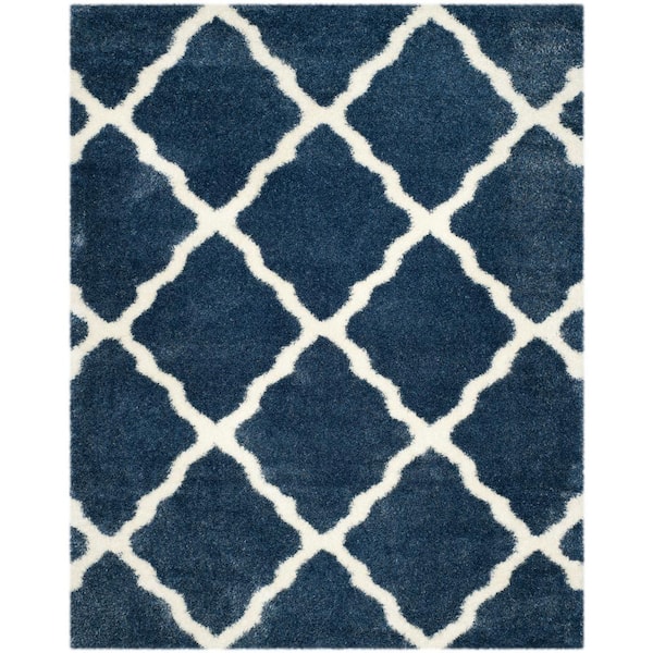 SAFAVIEH Montreal Shag Blue/Ivory 8 ft. x 10 ft. Diamonds Geometric Area Rug