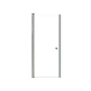 Lyna 29 in. W x 70 in. H Pivot Frameless Shower Door in Brushed Stainless with Clear Glass