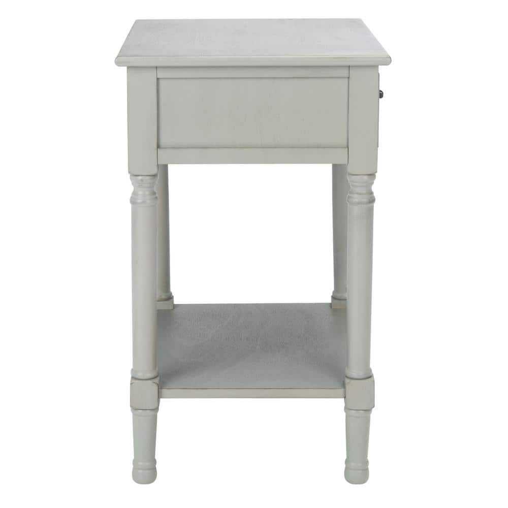Distressed Grey Wood 1-Drawer Accent Table with Shelf