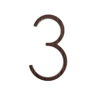 5 in. Wood Grain Zinc Alloy Floating or Flush House Number 3