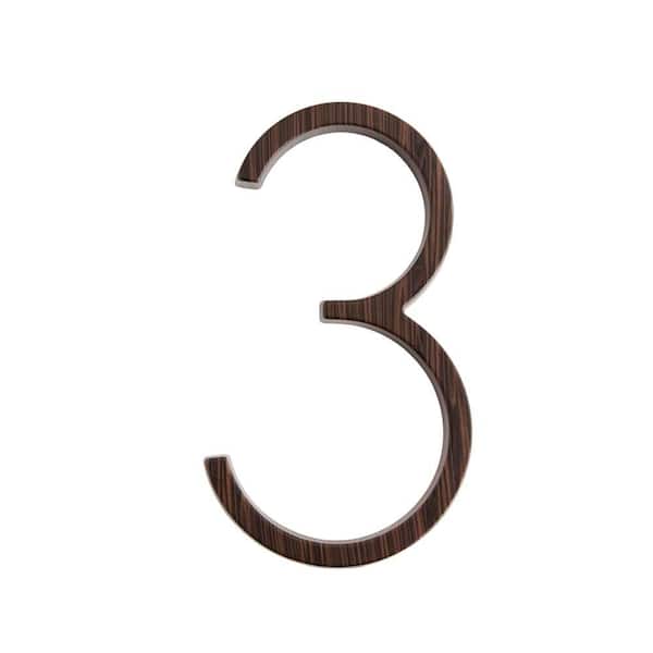 Everbilt 5 in. Wood Grain Zinc Alloy Floating or Flush House Number 3