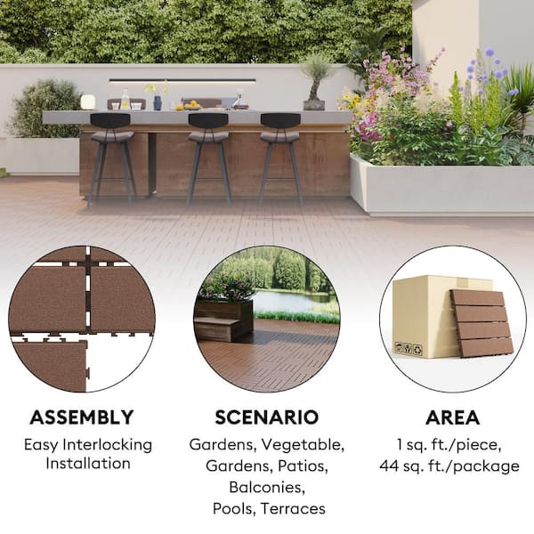 GOGEXX 12 in.W x 12 in. L Outdoor Striped Pattern Square Plastic