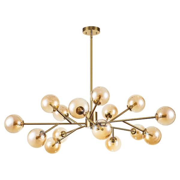 RRTYO Higginsville 15-Light Farmhouse Brass Sputnik Sphere Linear