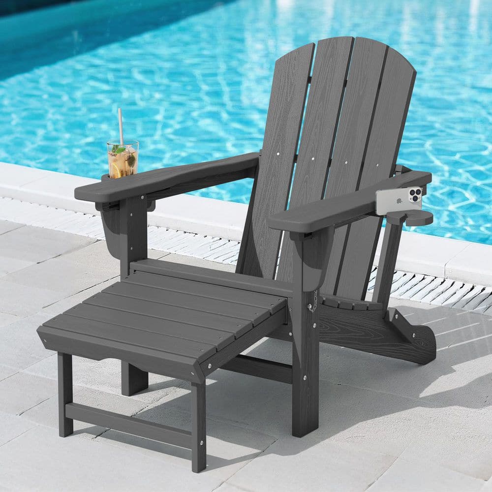 JEAREY 3-Level Adjustable Patio Folding Plastic Adirondack Chair