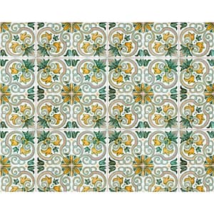 Green/Yellow 4 in. x 4 in. Vinyl Peel and Stick Removable Tile Stickers (2.64 sq. ft./pack)