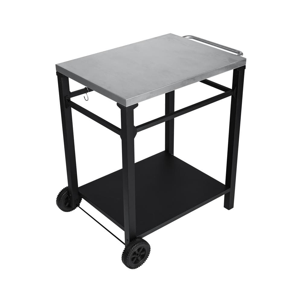 2-Tier Outdoor Grill Cart, Prep Table, Rolling Serving Bar Cart with Stainless Steel Top, Locking Wheels, Tool Hooks price history on PriceWatchPro