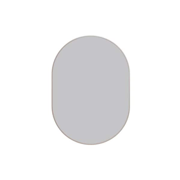 Inara 20 in. W x 28 in. H Framed Oval Bathroom Vanity Mirror in Brushed Nickel