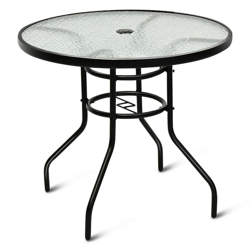 高評価アイテム Costway 28 in. H Round Metal Outdoor Coffee Table with 靴