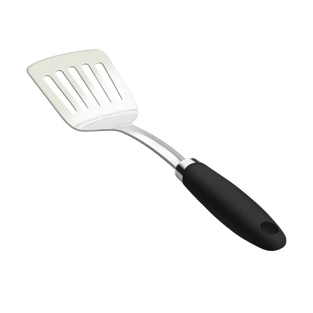 Anqtovp Brushed Stainless Steel Slotted Turner Non-Slip Ergonomic ...
