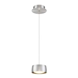 Tic Toc 9 in. 130-Watt Equivalent Integrated LED Brushed Aluminum Pendant with Shade