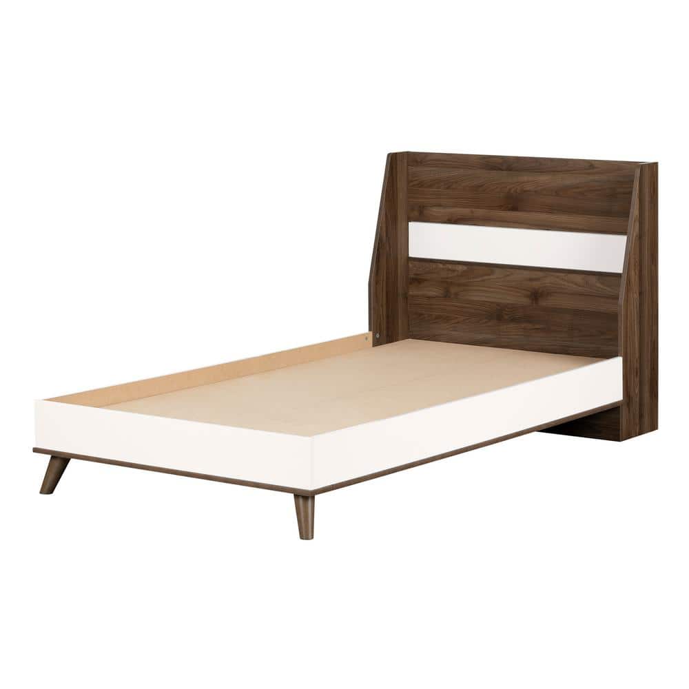 South Shore Yodi Natural Walnut and Pure White Twin Bed -  12181