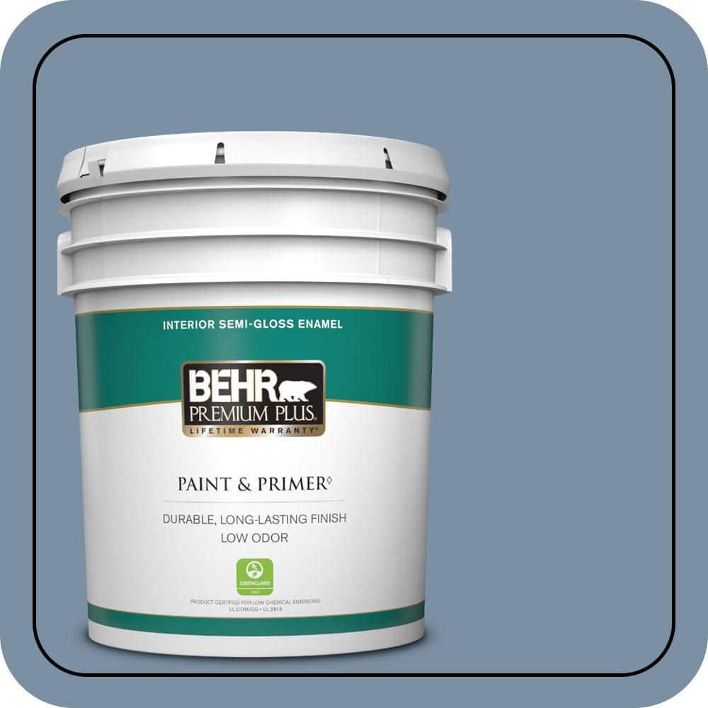 5 gal. #S510-4 Jean Jacket Blue Semi-Gloss Enamel Low Odor Interior Paint & Primer price history on PriceWatchPro