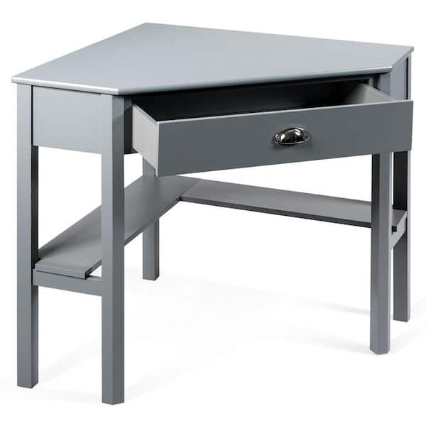 Corner Heavy Duty Workstation w Under Counter Cabinet, Desk Drawer Gray