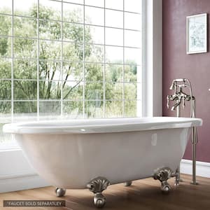Highview 54 in. Acrylic Clawfoot Bathtub in White, Ball-and-Claw Feet, Drain in Brushed Nickel