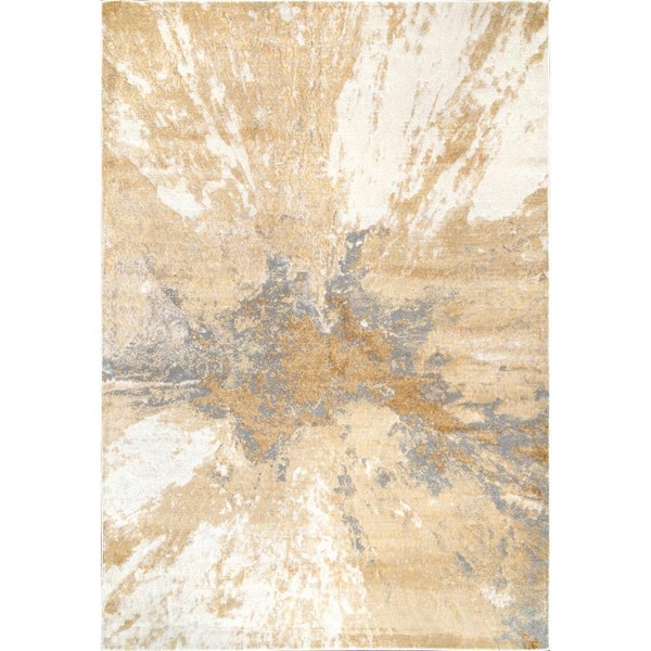 Contemporary Abstract Cyn Gold Doormat 3 ft. x 5 ft. Area Rug