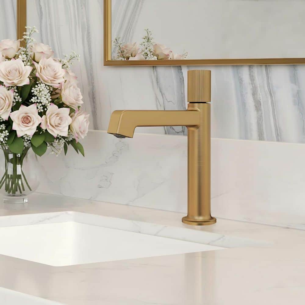 GRANDJOY 1-Handle Modern Linear Single Hole Bathroom Sink Faucet