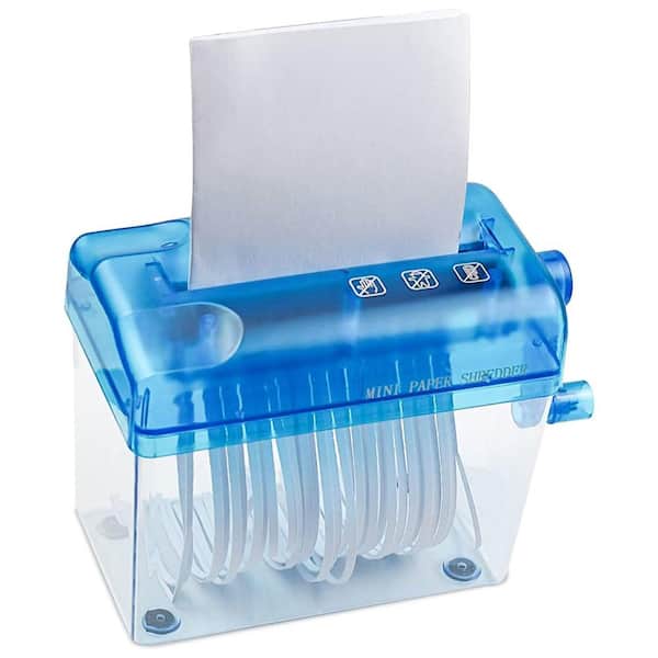 Ahfiwaso Portable Paper Shredder, Mini Hand Shredder Documents Paper Cutting Tool in Blue for Home, Office
