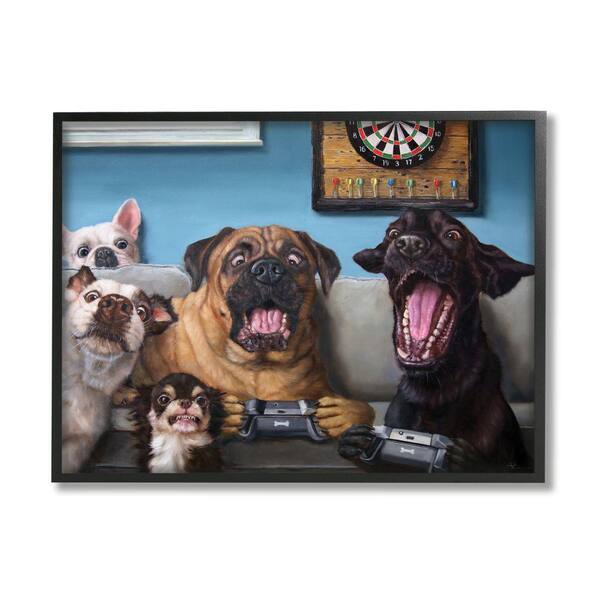 The Stupell Home Decor Collection Funny Dogs Playing Livingroom Pet Portrait By Lucia Heffernan Framed Animal Wall Art Print 16 In X 20 Ae 769 Fr 16x20 - Dog Wall Art Ideas For Living Room