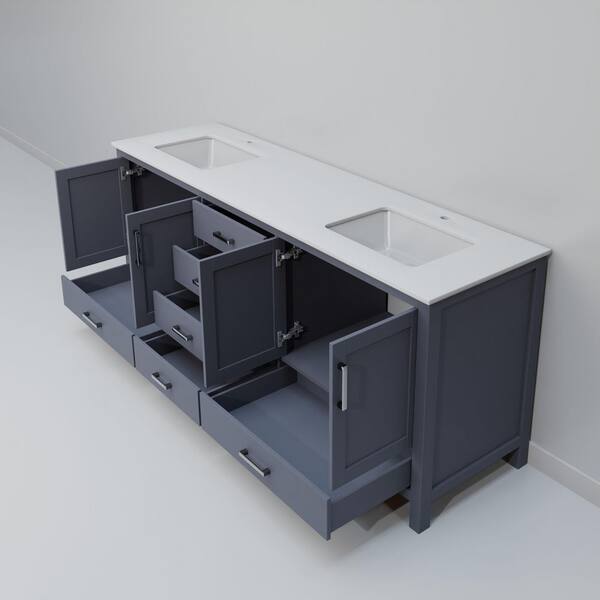 Lexora Jacques 72 in. W x 22 in. D Dark Grey Double Bath Vanity