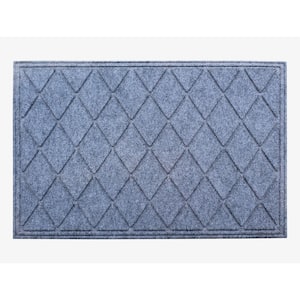 A1HC Diamond Medium Grey 24 in. x 36 in. Eco-Poly Scraper Mats with Anti-Slip Fabric Finish and Tire Crumb Backing
