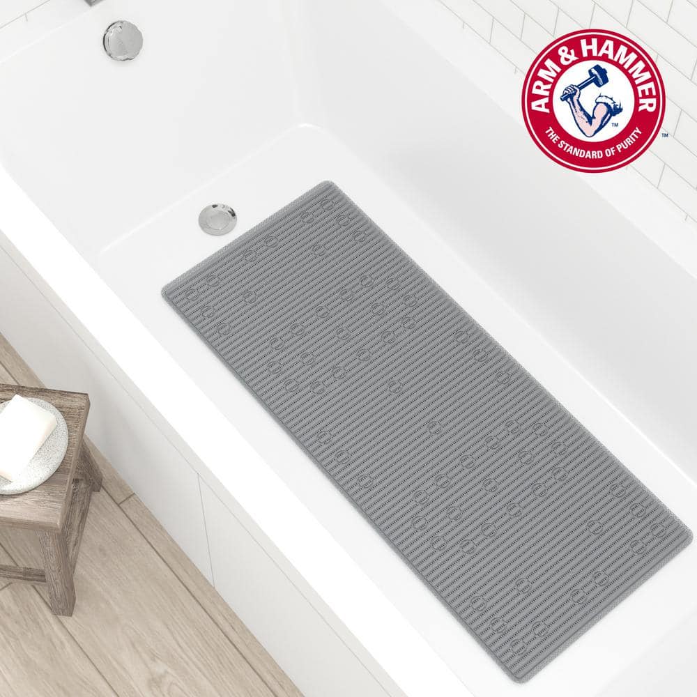 Grey Performance Foam Non-Slip Bath Mat for Showers and Tubs, 17 x 40