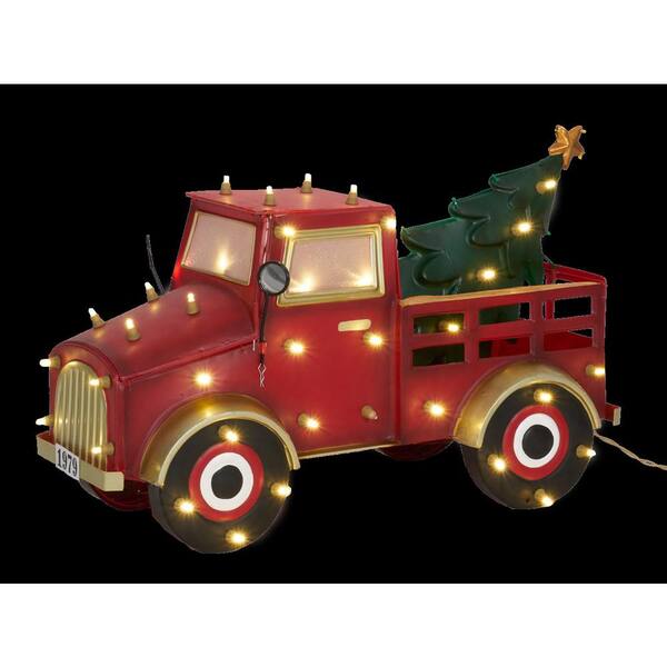 Everstar 27 in. UL LED Truck with Christmas Tree Sculpture