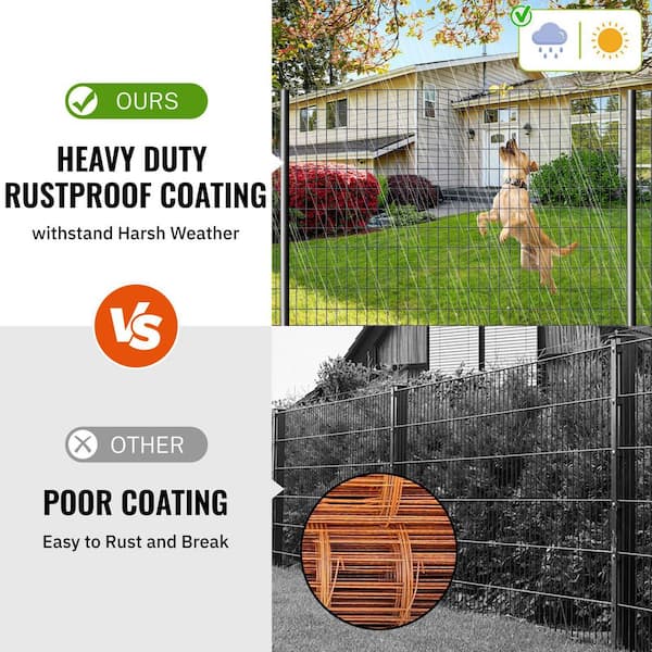 48 in. x 50 ft. 16-Gauge Black PVC Coated Welded Wire Fence for Garden Border Fencing Roll, Dog Fencing