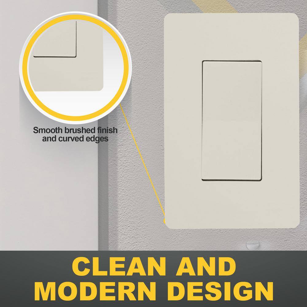 Light Almond 1-Gang Screwless Plastic Decorator Wall Plate