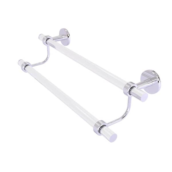 Allied Brass Clearview Collection 18 in. Wall Mounted Double Towel Bar with Groovy Accents in Polished Chrome