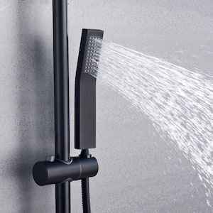 1-Spray 8.66 in. Square Bathroom Exposed Rainfall Pressure-Balanced Complete Shower System Valve Included in Black