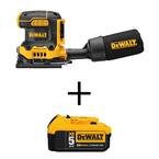 20V MAX XR Cordless Brushless 1/4-Sheet Variable Speed Sander and 20V MAX Lithium-Ion 5.0Ah Battery