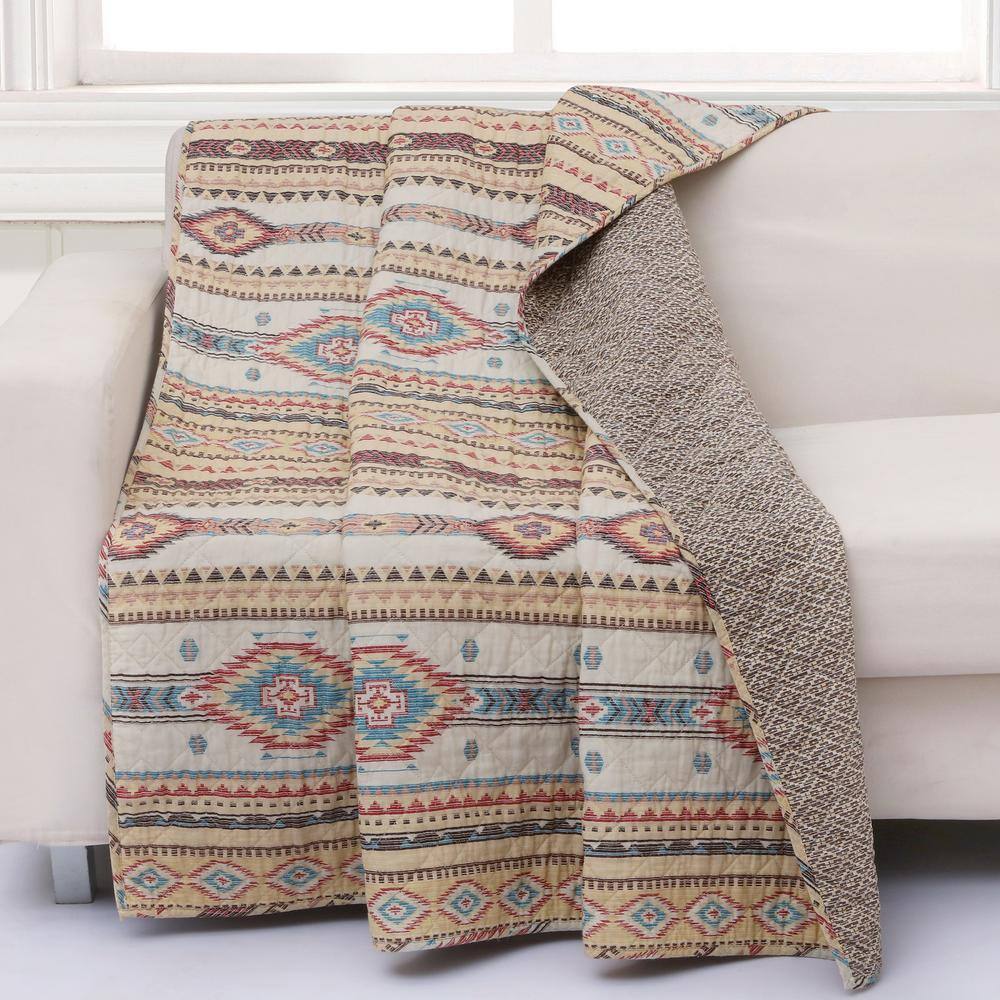 Phoenix Tan Southwestern Geometric Quilted Throw Blanket