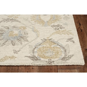 Opal Ivory 9 ft. x 13 ft. Floral French Country Hand-Tufted Wool Area Rug