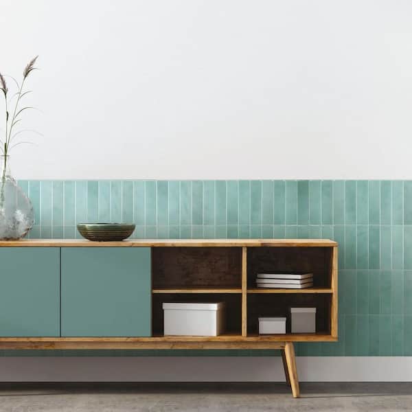 Blue Geometric Peel And Stick Tile Backsplash 3D Wallpaper Panel Pack of 5