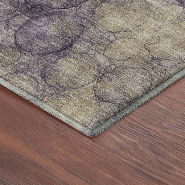 Mayfield Premium Machine Washable Abstract AMF2424 Plum 5 ft. x 7 ft. 6 in. Area Rug