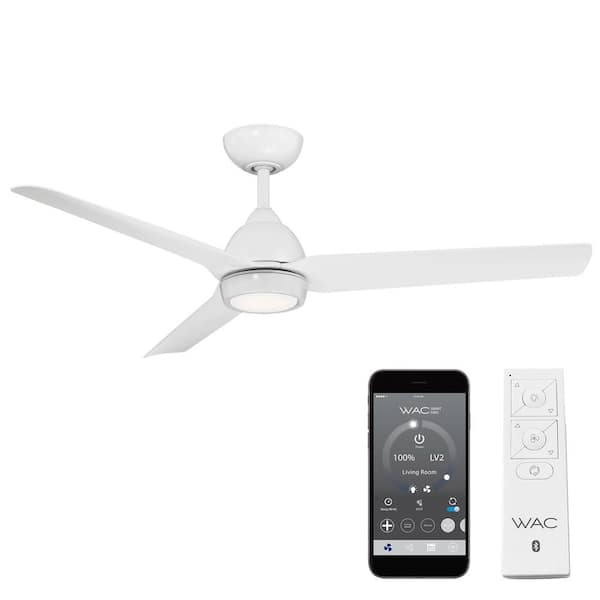 WAC Lighting Mocha 54 in. Indoor/Outdoor Matte White 3-Blade Smart Compatible Ceiling Fan with LED Light Kit and Remote Control