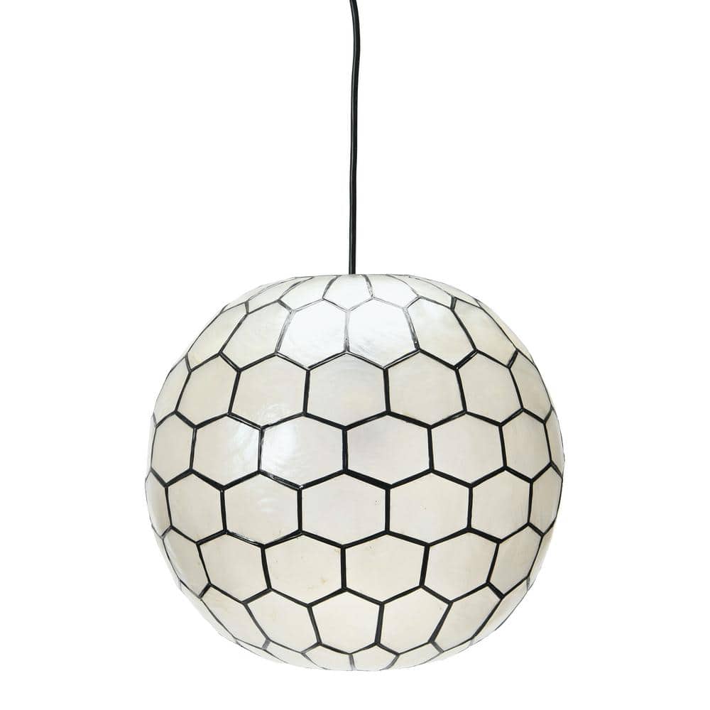Philippine Artisan Black Capiz Honeycomb Globe LED Pendant Light