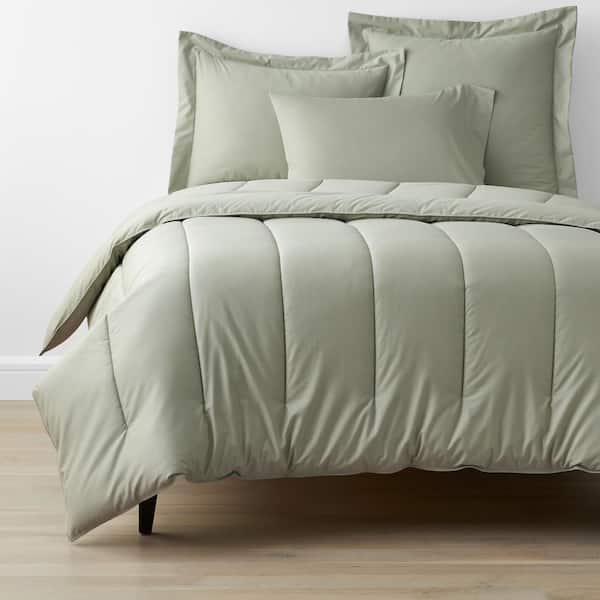 The Company Store Company Cotton Laurel Solid 300-Thread Count Wrinkle-Free Green Sateen Full Comforter