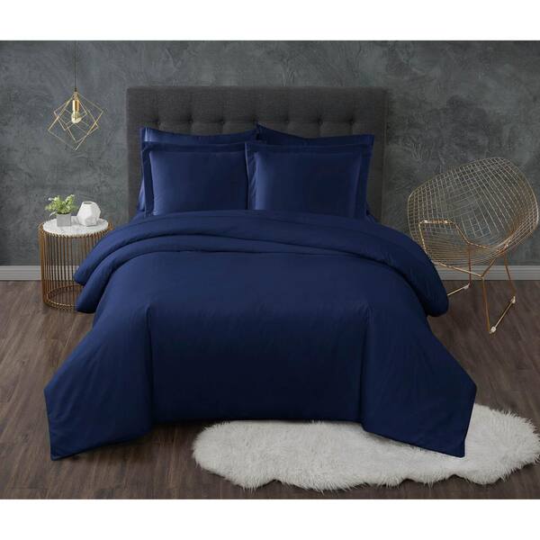 TRULY CALM Antimicrobial 3-Piece Navy King Duvet Set