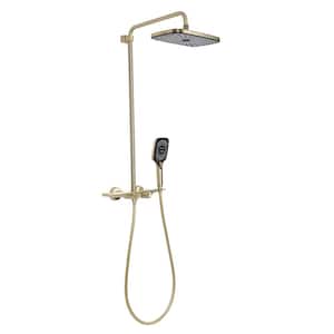 3-Spray Shower System Tub and Shower Faucet with Multifunction Hand Shower in Brushed Gold (Valve Included)