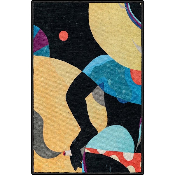 Misha - The Sunday Jungle Life's a Beach Modern Abstract Multi 2 ft. x 3 ft. Area Rug