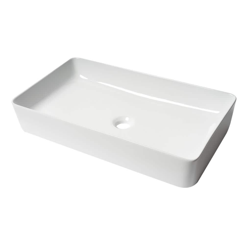 White 24" Rectangular Ceramic Above Mount Bathroom Sink