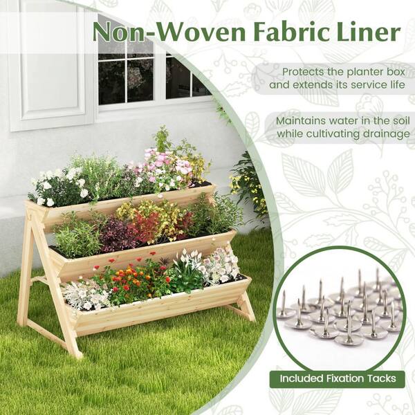 HONEY JOY Outdoor Natural Fir Wood and Non-Woven Fabric Raised