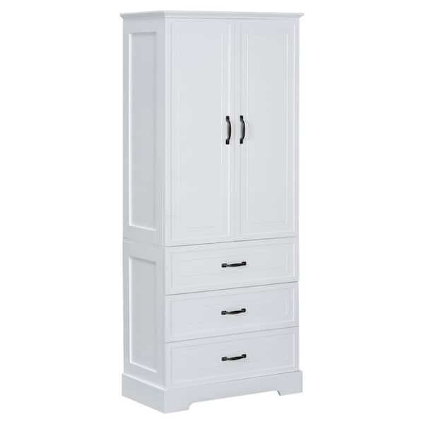 29 in. W x 16 in. D x 68.9 in. H White Linen Cabinet