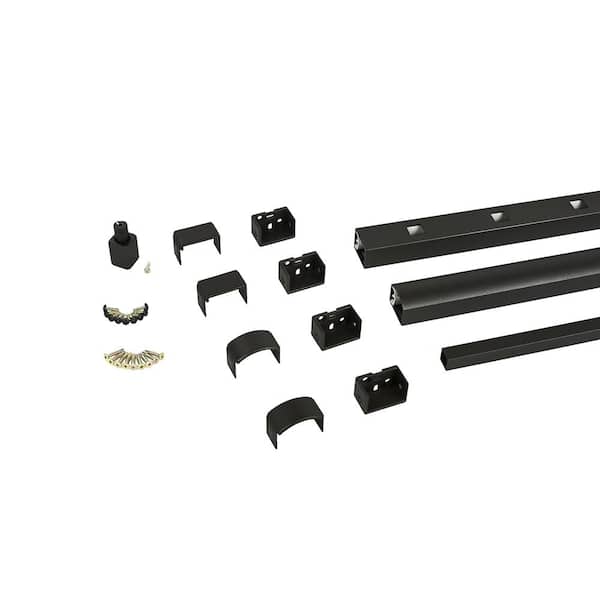 Tuscany C10 36 in. H x 84 in. W Black Fine Texture Aluminum HR Level Railing Kit with Mounts and Balusters