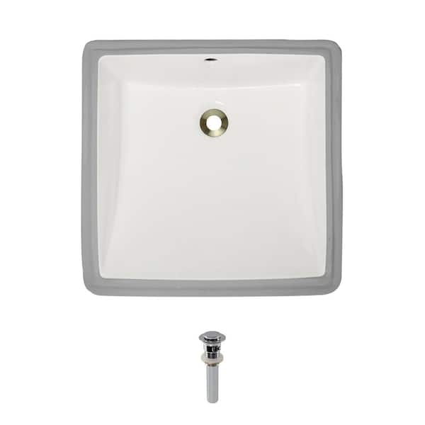 MR Direct Undermount Porcelain Bathroom Sink in Bisque with Pop-Up Drain in Chrome