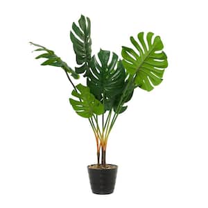 36 in. H Monstera Artificial Plant with Realistic Leaves and Black Fluted Pot