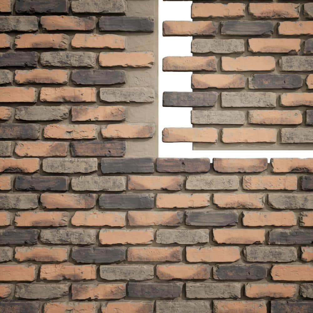 Alamo Aged Brick Faux Brick Panel, 46.875"W x 27"H