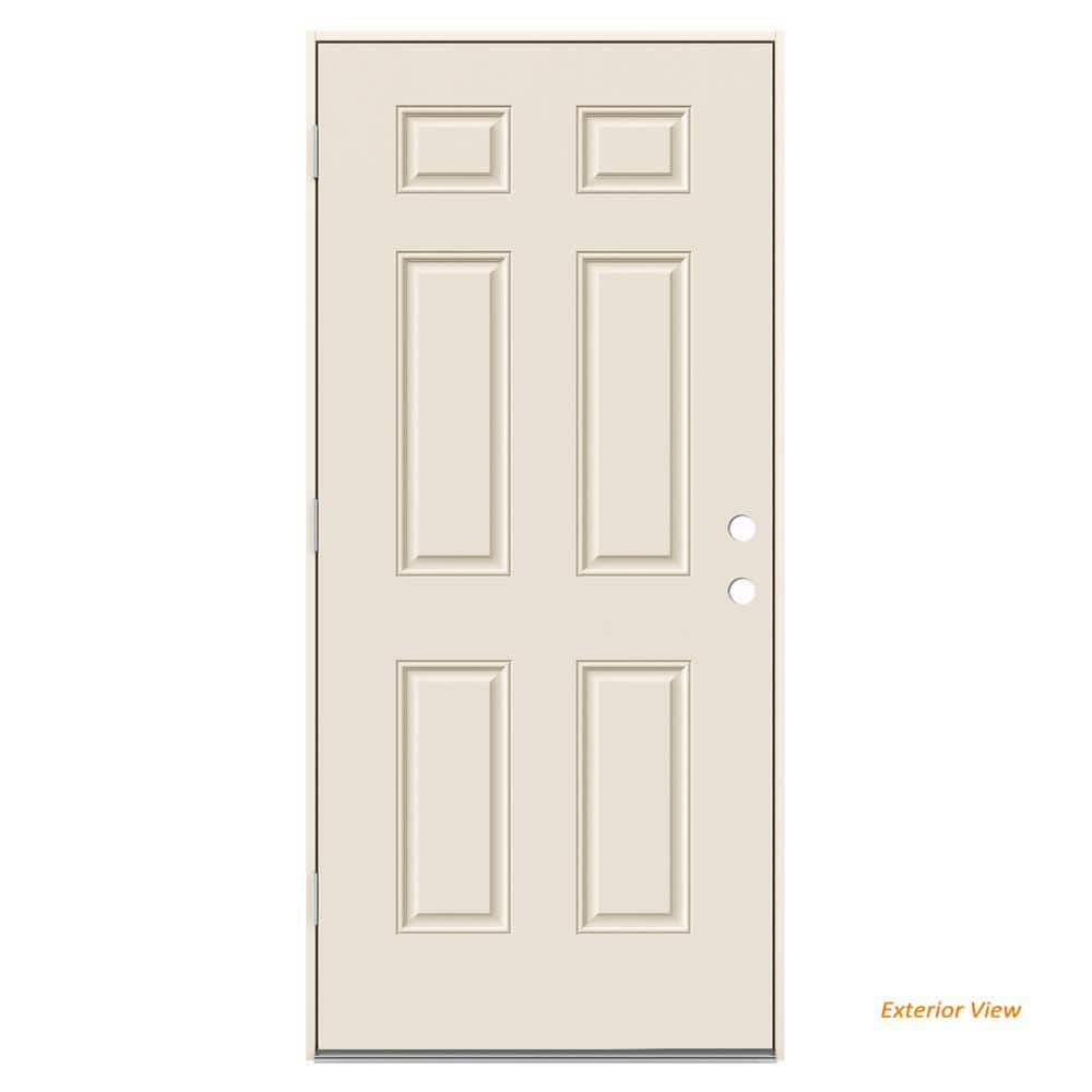 Jeld Wen 36 In X 80 In 6 Panel Primed Right Hand Outswing Steel Prehung Front Door