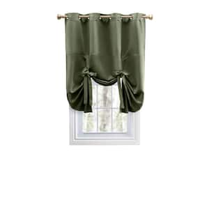 Ultimate Blackout Sage Solid 55 in. W x 63 in. L Grommet Blackout Curtain Tie Up Panel